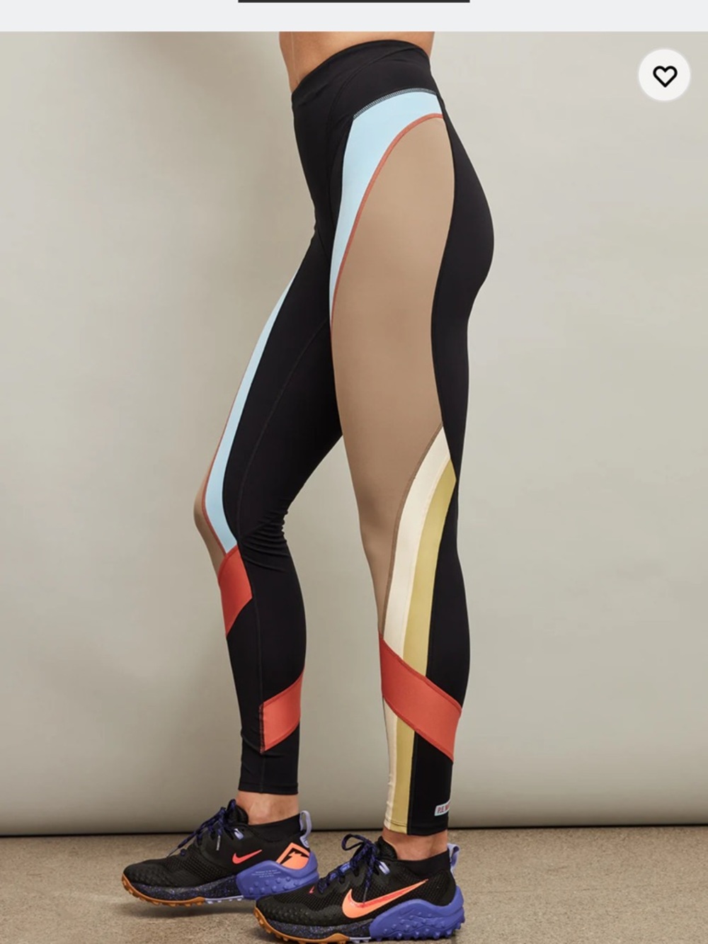 P.E Nation Black Leggings with Tan, Light Blue, Orange & Yellow Panels